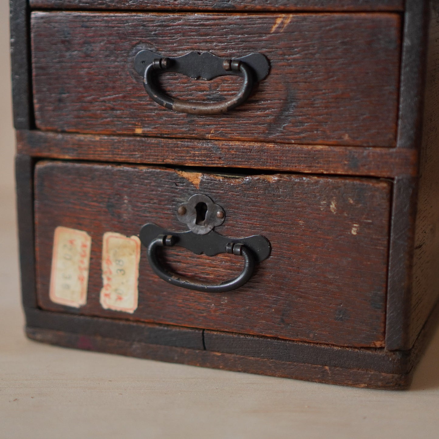 Antique 2 Drawer Small Japanese Suzuri Bako Calligraphy Box