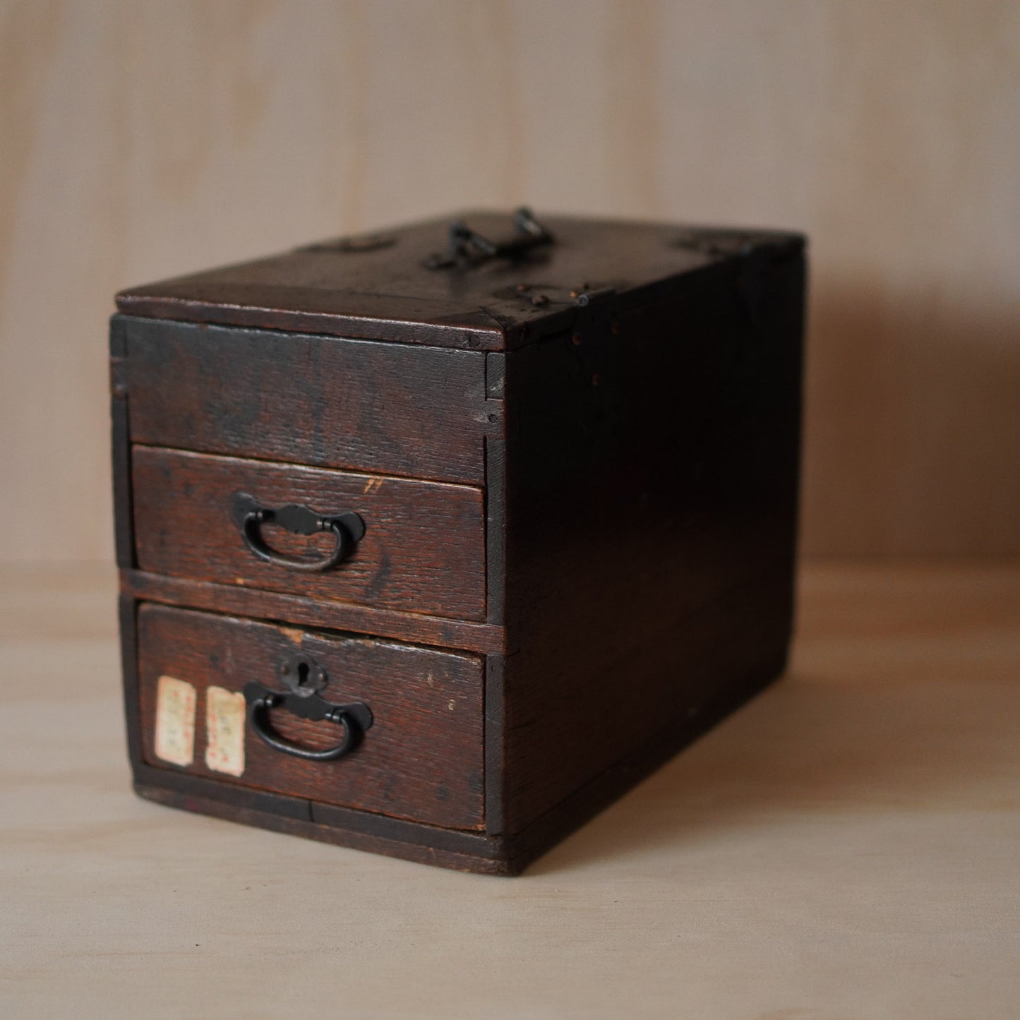 Antique 2 Drawer Small Japanese Suzuri Bako Calligraphy Box