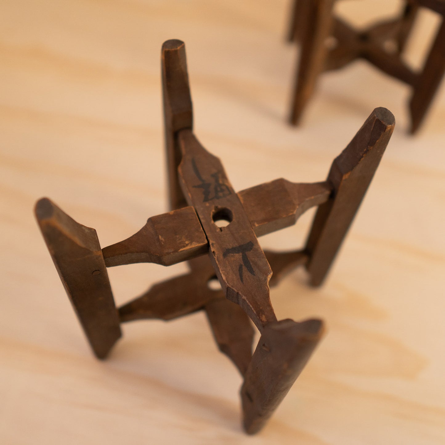 Vintage Japanese Wooden Spool Itomaki - Stand