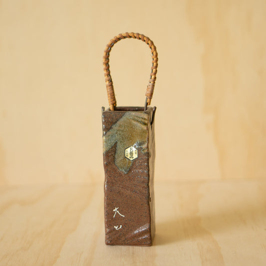 Vintage Japanese Square Ikebana Vase - Hiroyama Folk Art