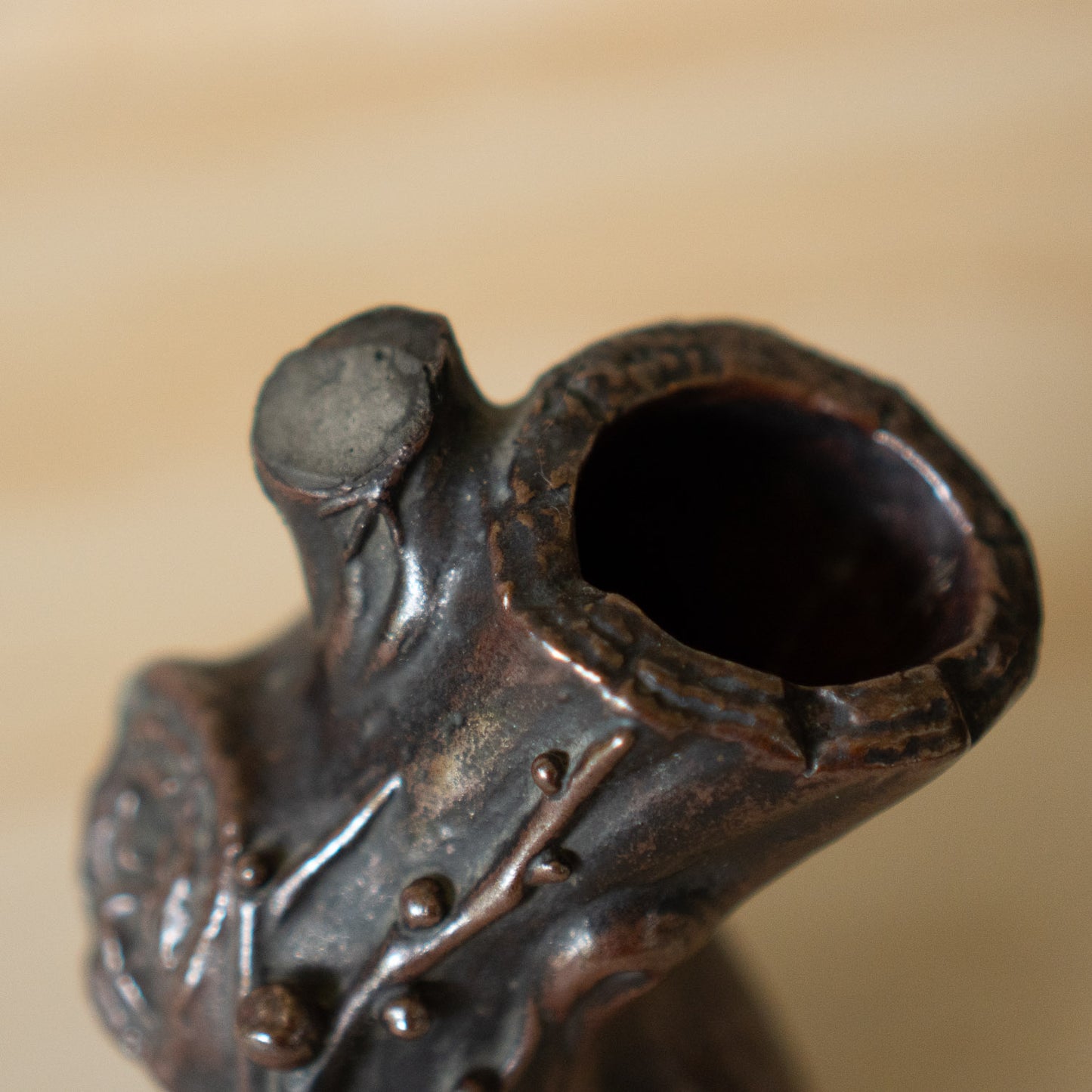 Vintage Japanese Ceramic Tree Stump Vase