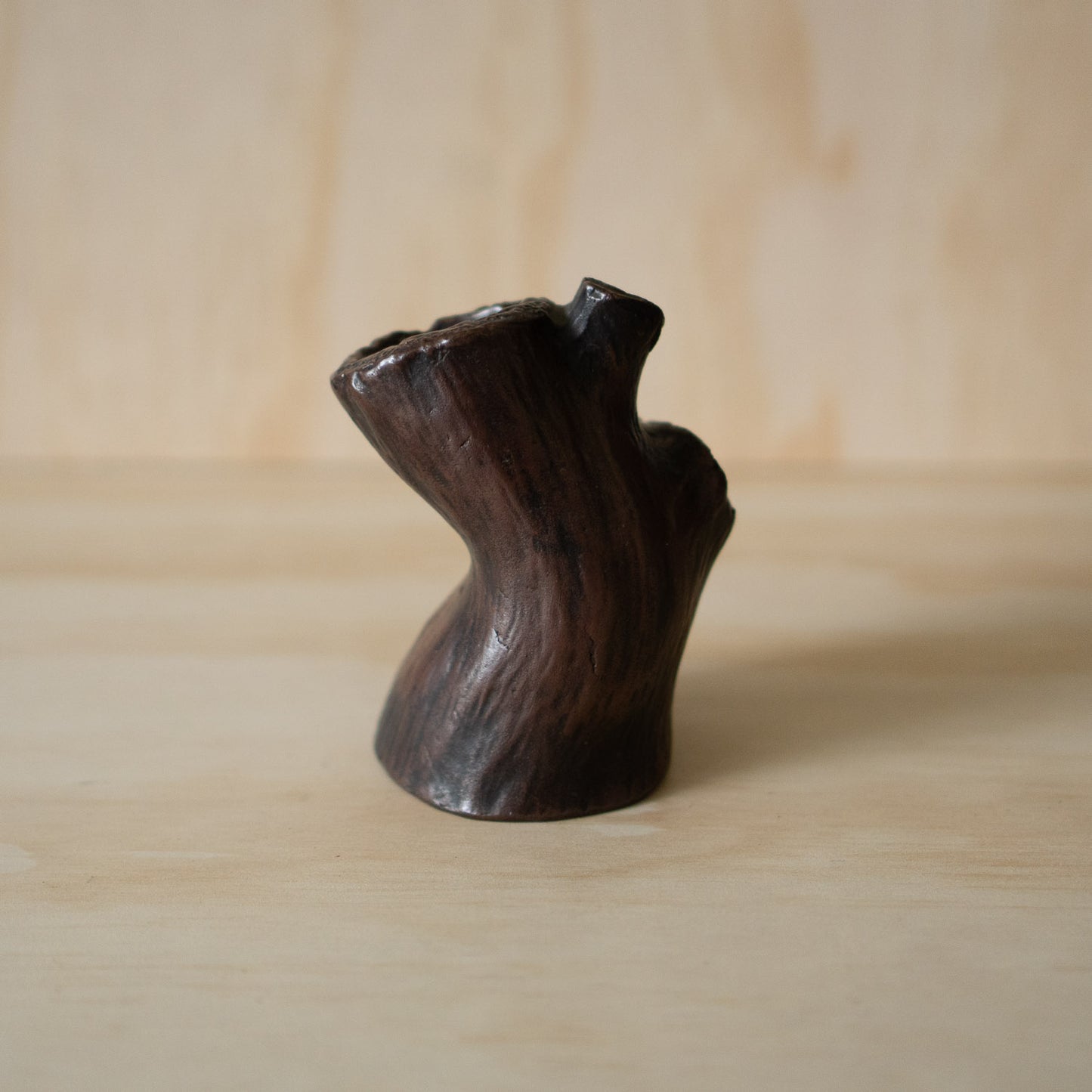Vintage Japanese Ceramic Tree Stump Vase