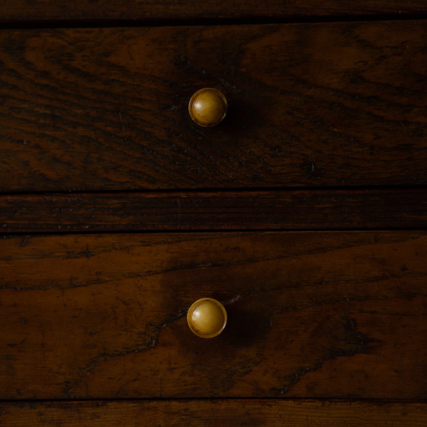 Vintage Japanese Showa Period 2 Drawer oak cabinet