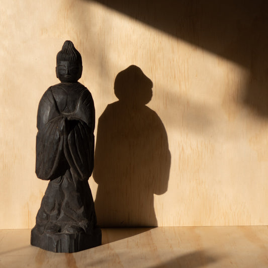 Vintage Japanese Mingei folk art carved standing Buddha