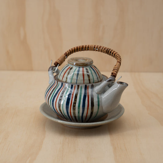 Japanese Striped Tea pot set with saucer and cup