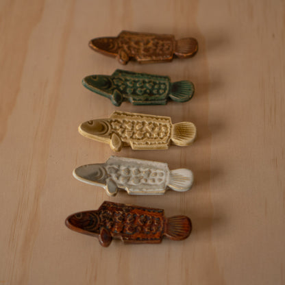 Vintage Mid Century Japanese Fish Chopstick rests- Set of 5 in box