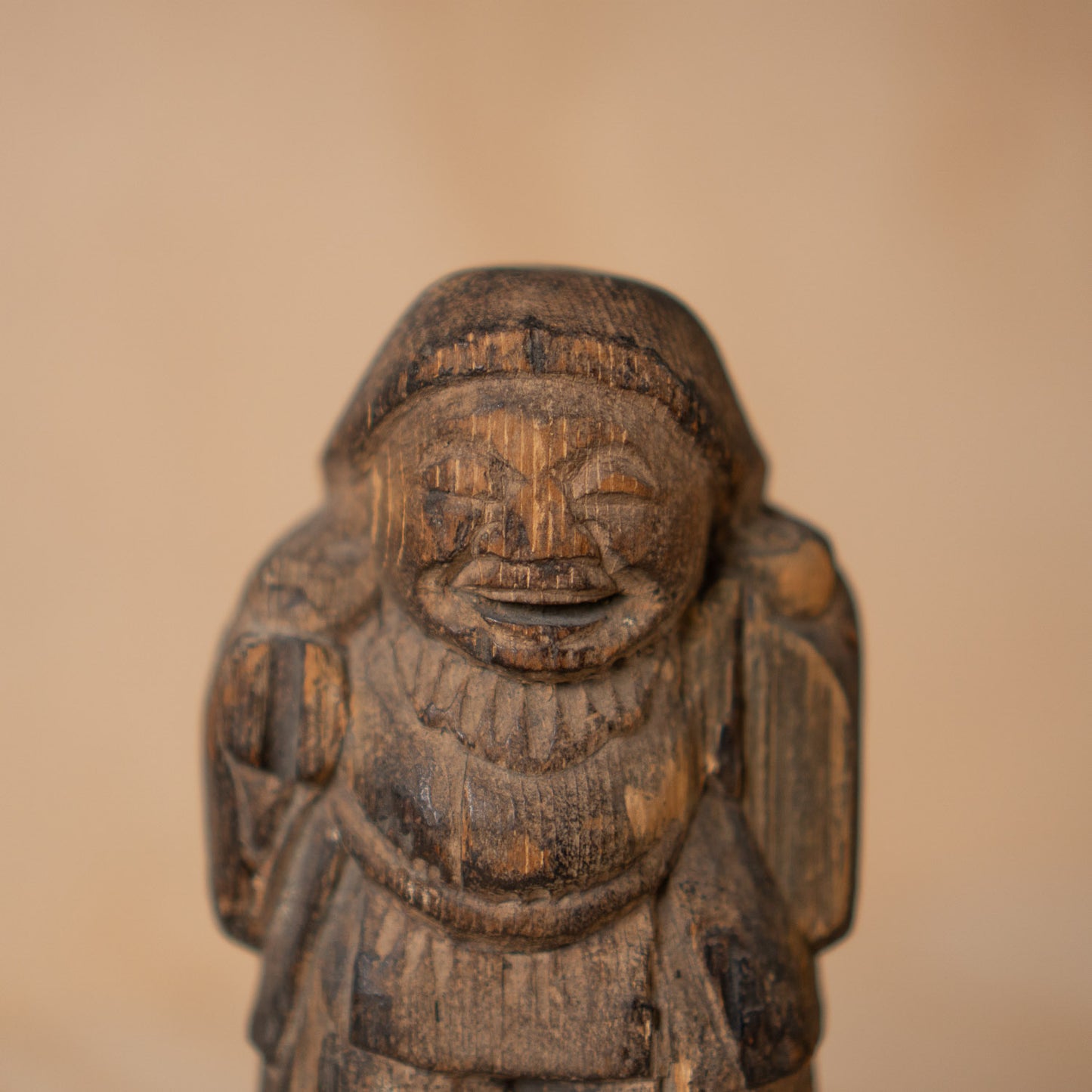 Antique Japanese heavily worn Mingei folk art Daikoku figure