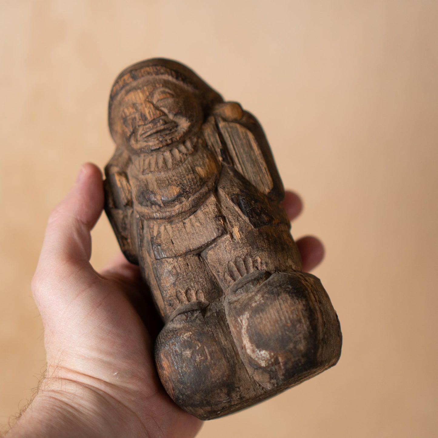Antique Japanese heavily worn Mingei folk art Daikoku figure
