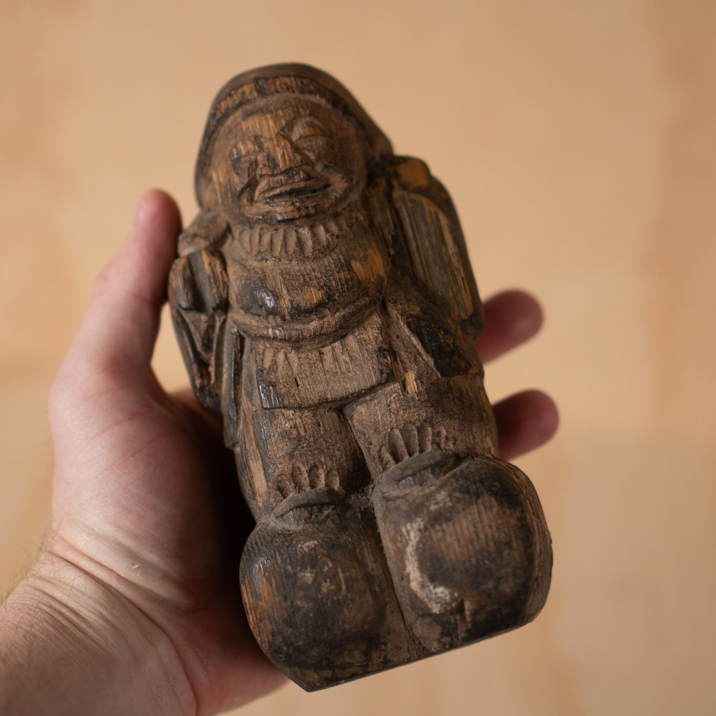 Antique Japanese heavily worn Mingei folk art Daikoku figure