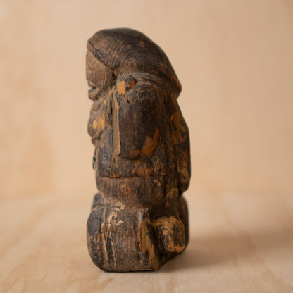 Antique Japanese heavily worn Mingei folk art Daikoku figure