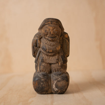 Antique Japanese heavily worn Mingei folk art Daikoku figure