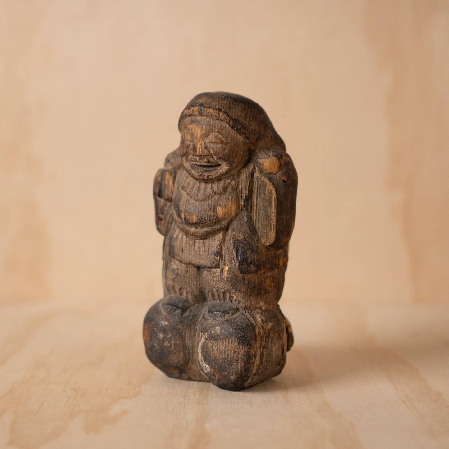 Antique Japanese heavily worn Mingei folk art Daikoku figure