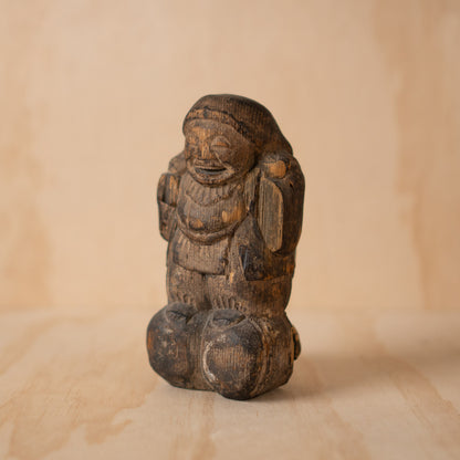 Antique Japanese heavily worn Mingei folk art Daikoku figure