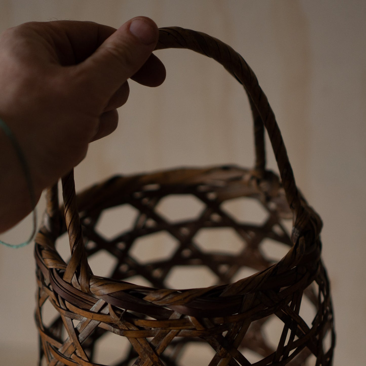 Antique Japanese Woven Bamboo Basket