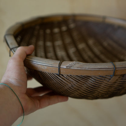 Large Vintage Handwoven Japanese Strainer Basket - Zaru