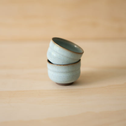 Vintage Japanese Pale blue ceramic sake cups