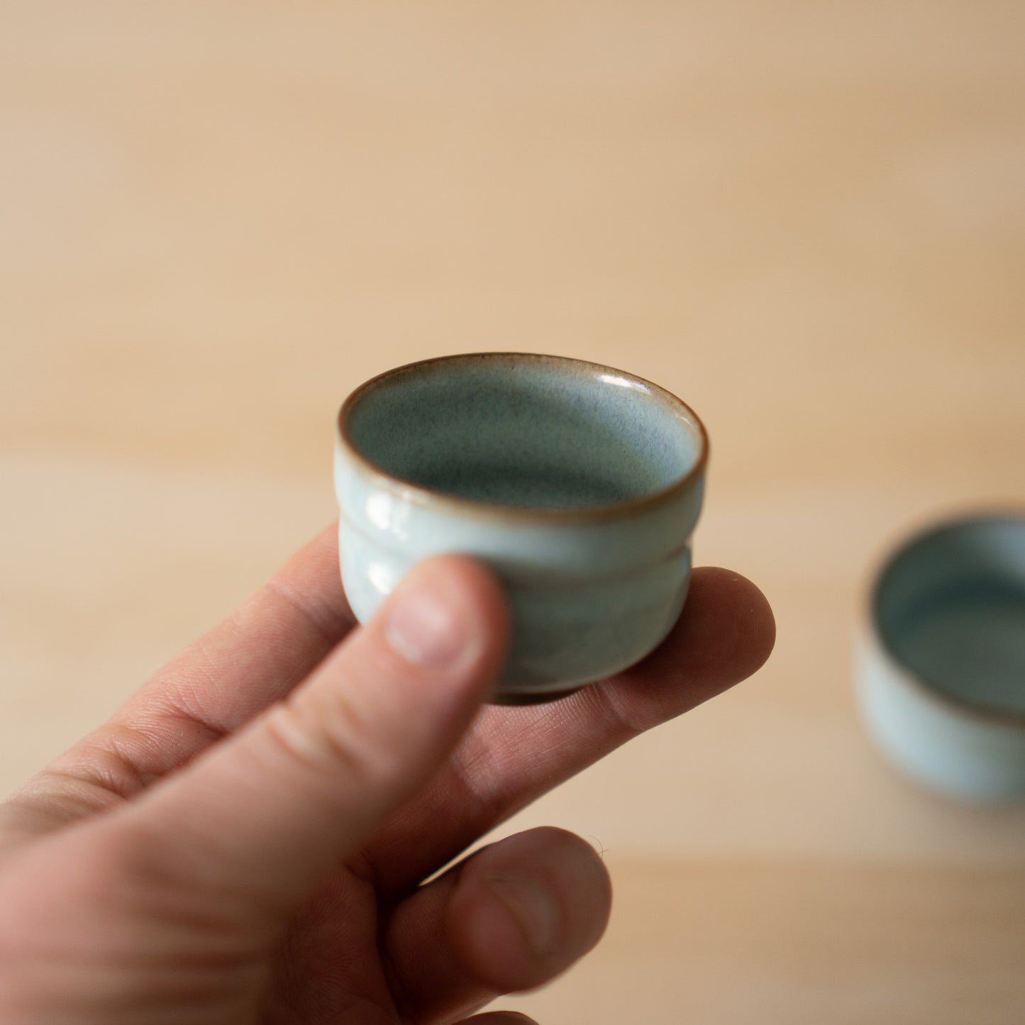 Vintage Japanese Pale blue ceramic sake cups