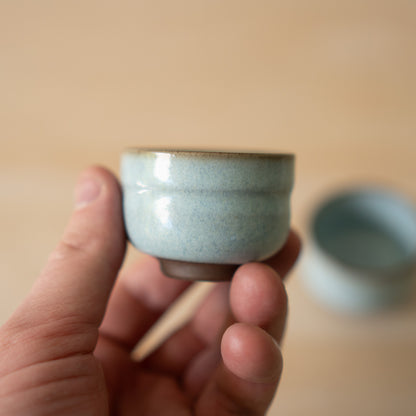 Vintage Japanese Pale blue ceramic sake cups