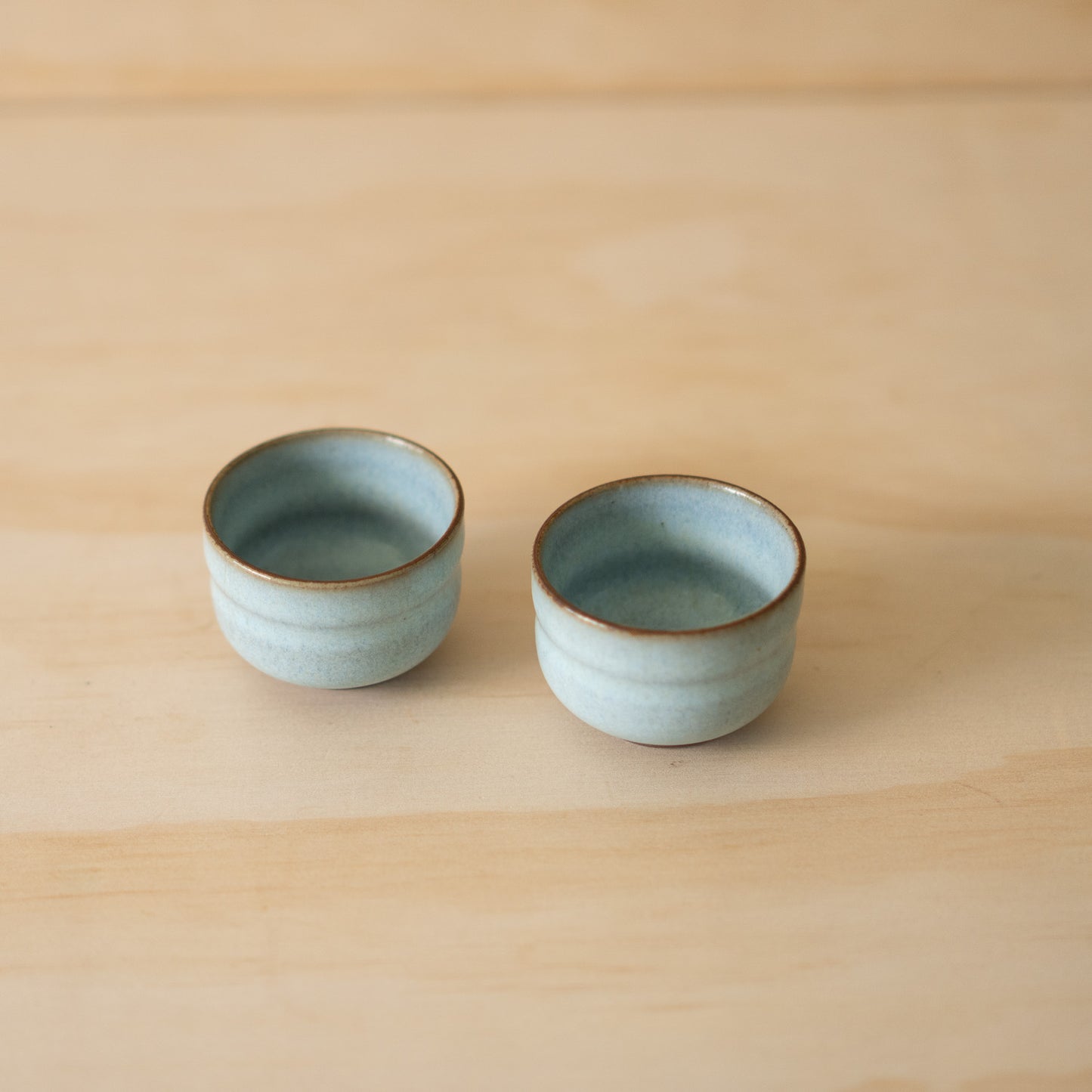 Vintage Japanese Pale blue ceramic sake cups