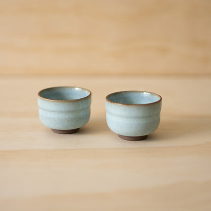 Vintage Japanese Pale blue ceramic sake cups