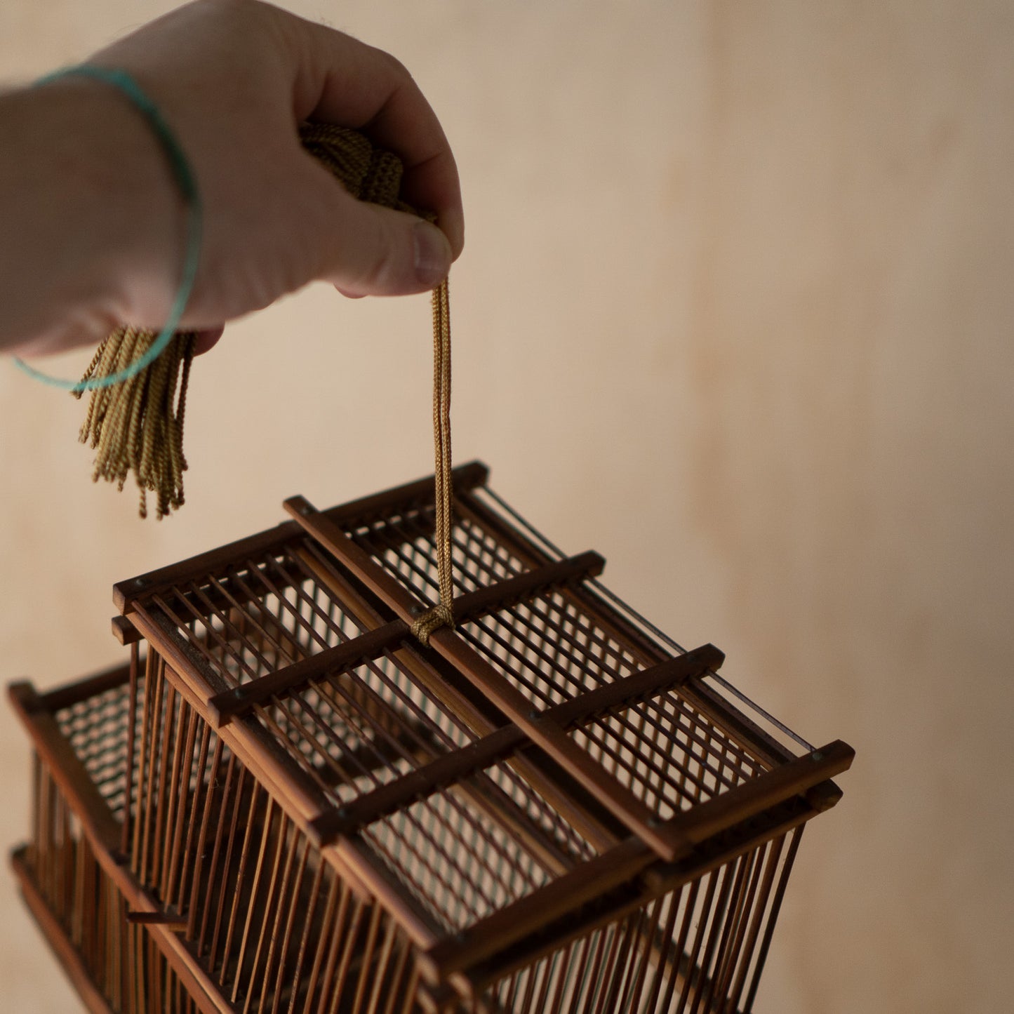 Antique Japanese Bamboo Boat shaped cage