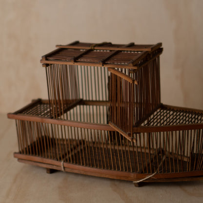Antique Japanese Bamboo Boat shaped cage