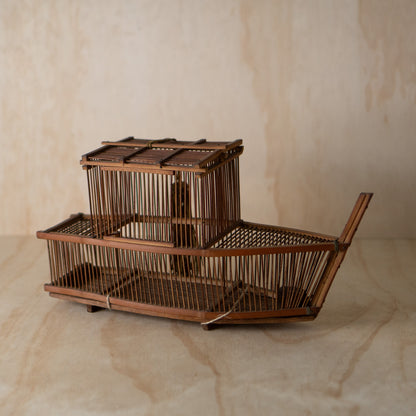 Antique Japanese Bamboo Boat shaped cage