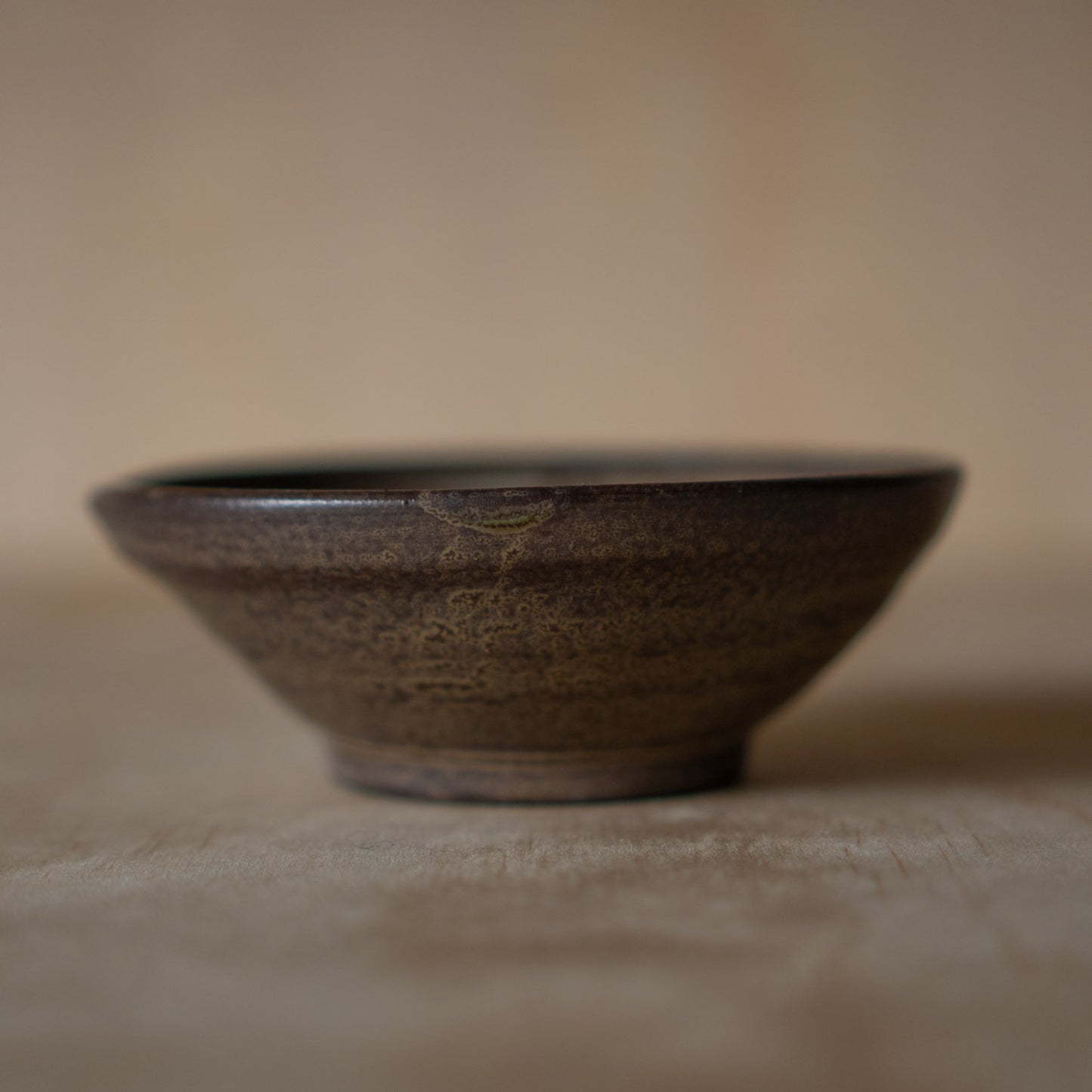 Japanese Suri-Bachi Grinding bowl -  Brown glaze with brush stripe - Small
