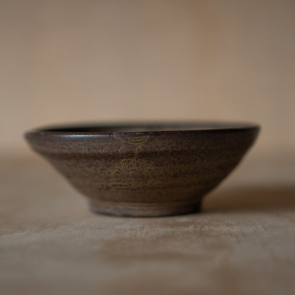 Japanese Suri-Bachi Grinding bowl -  Brown glaze with brush stripe - Small