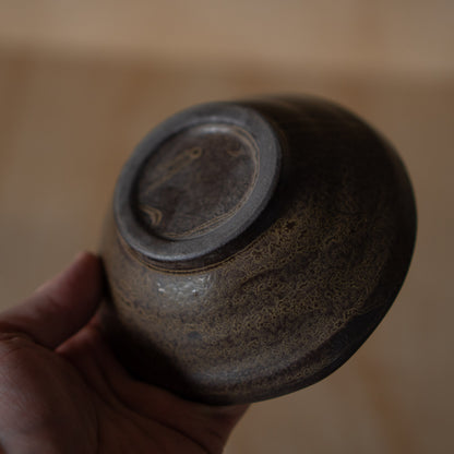 Japanese Suri-Bachi Grinding bowl -  Brown glaze with brush stripe - Small