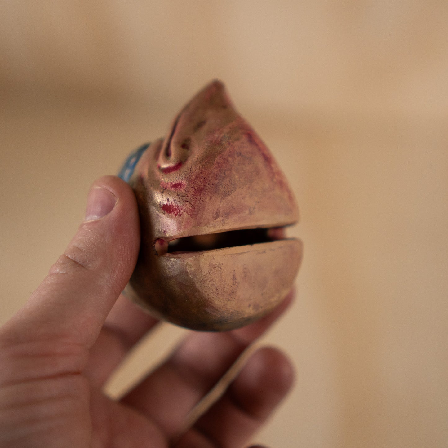 Showa period Japanese Clay Karasu Tengu Bell