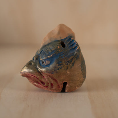 Showa period Japanese Clay Karasu Tengu Bell