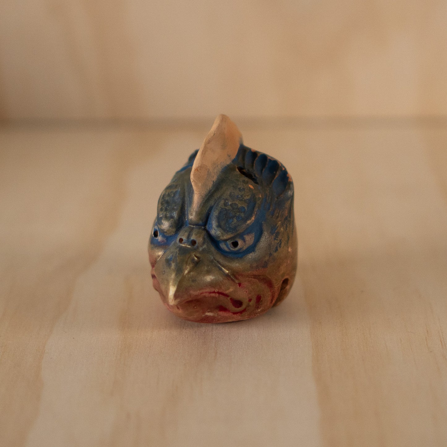 Showa period Japanese Clay Karasu Tengu Bell