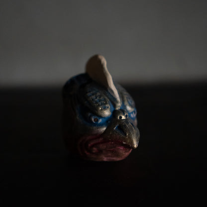 Showa period Japanese Clay Karasu Tengu Bell