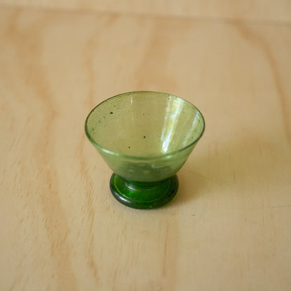 Vintage Japanese Hand blown glass goblet- green
