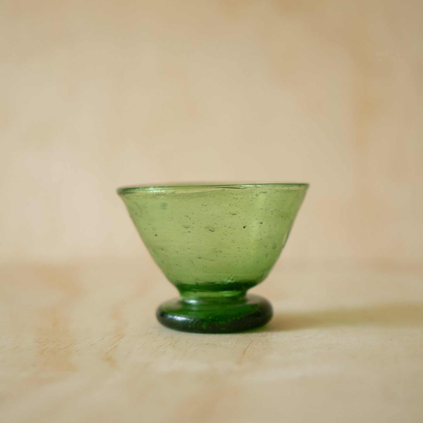 Vintage Japanese Hand blown glass goblet- green