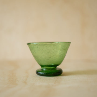 Vintage Japanese Hand blown glass goblet- green