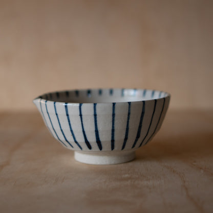 Japanese Suri-Bachi Grinding bowl -  Blue Stripe pattern - Large