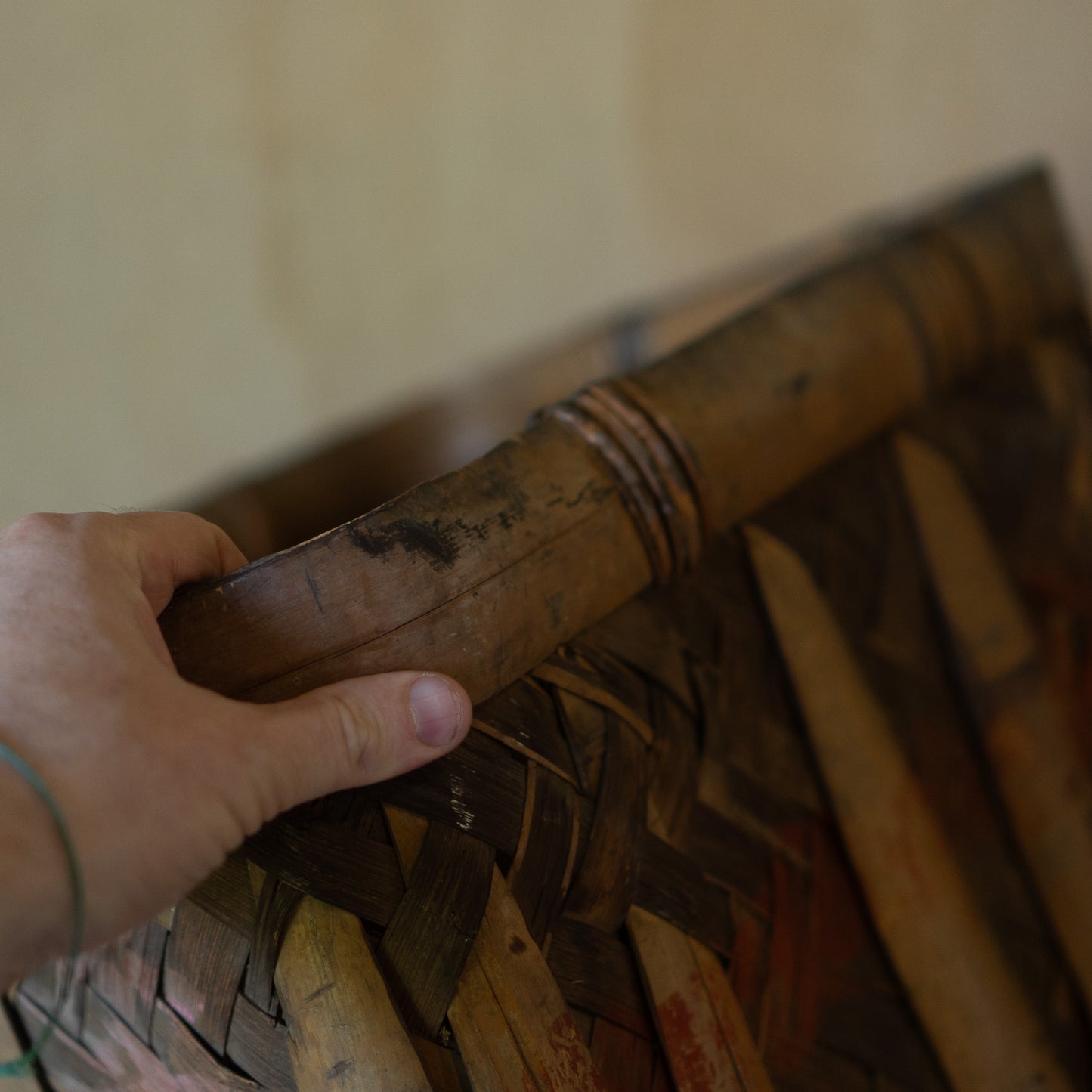 Antique Large Rectangular Harvesting Basket - shūkaku-kago