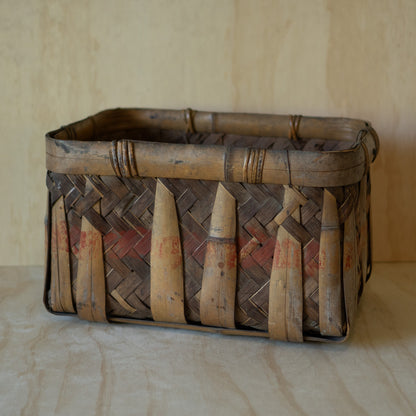 Antique Large Rectangular Harvesting Basket - shūkaku-kago