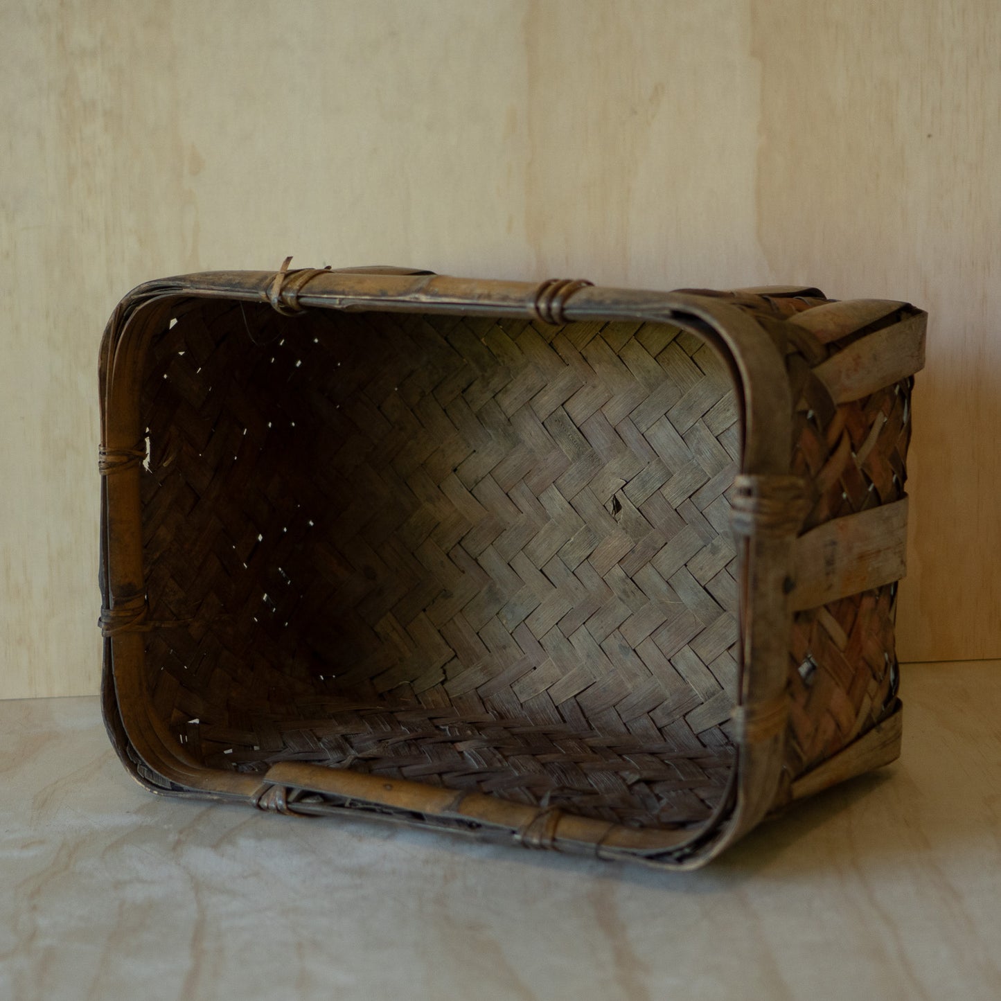 Antique Large Rectangular Harvesting Basket - shūkaku-kago