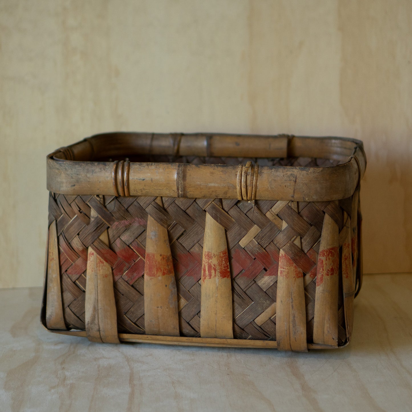 Antique Large Rectangular Harvesting Basket - shūkaku-kago