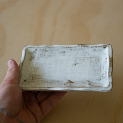 Vintage Japanese White Glaze rectangular sushi plate