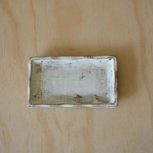 Vintage Japanese White Glaze rectangular side plate