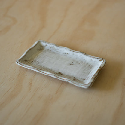 Vintage Japanese White Glaze rectangular sushi plate