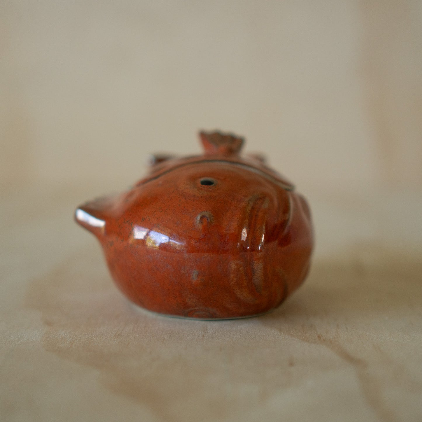 Vintage Japanese Ceramic Red Sea Bream Fish Container