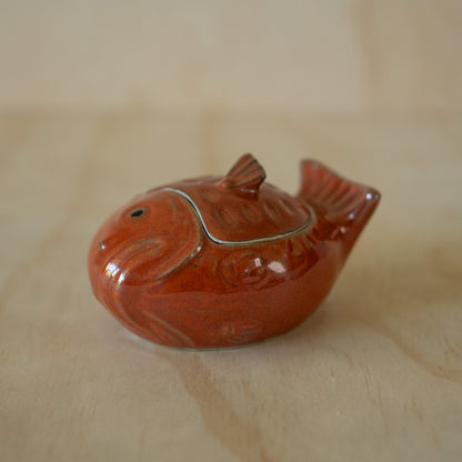 Vintage Japanese Ceramic Red Sea Bream Fish Container