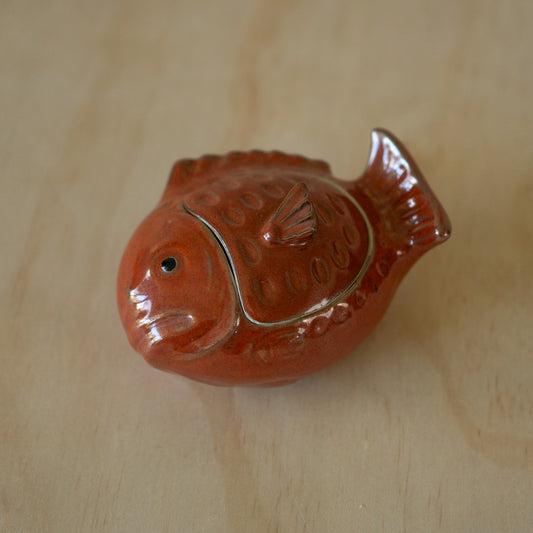 Vintage Japanese Ceramic Red Sea Bream Fish Container
