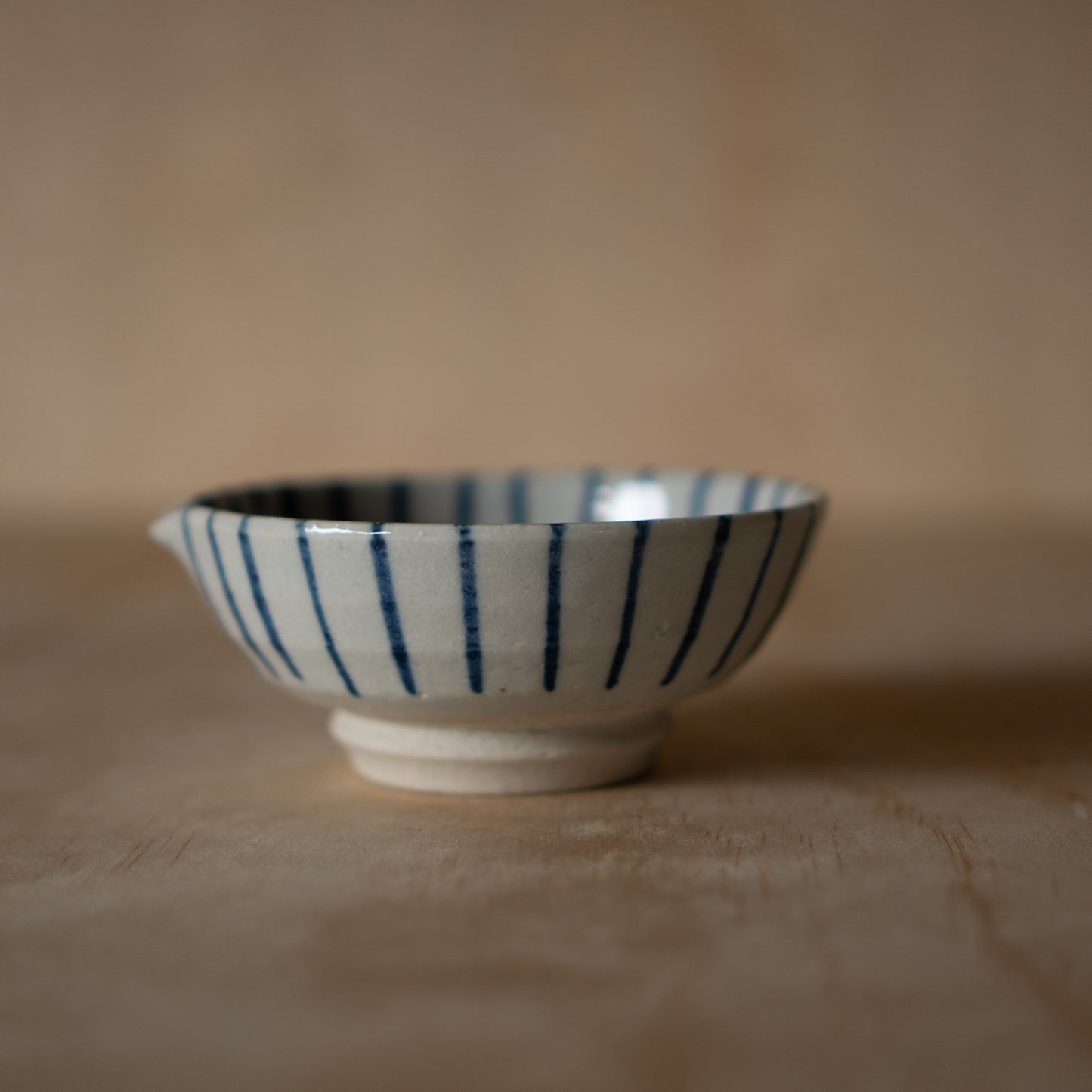Japanese Suri-Bachi Grinding bowl -  Blue Stripe pattern - small