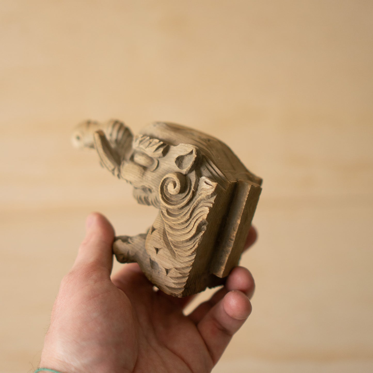 Antique Japanese Carved Temple Fragment of a Baku No. 1 - Dream Eater